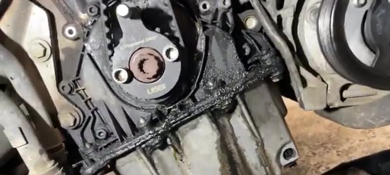 Timing tools fitted with the Audi A3 1.6 TDI engine locked at TDC