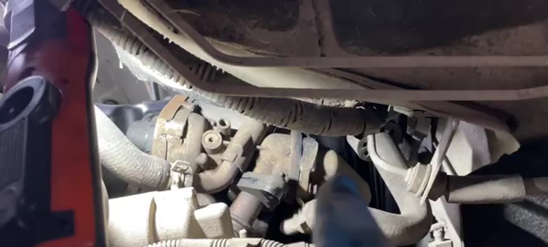 View from underneath the Transit showing the lower EGR valve mounting bolts