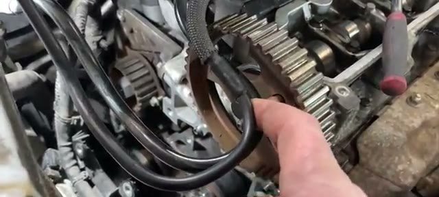 Timing pins fitted to lock the Transit Connect engine at top dead centre during the rebuild