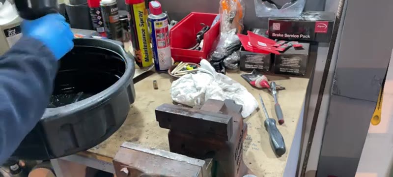 Renault Captur fuel filter housing on the bench ready to be drained over a tray