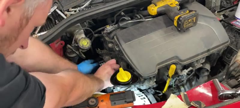 Feeding the new cam belt around the pulleys on the Renault Clio