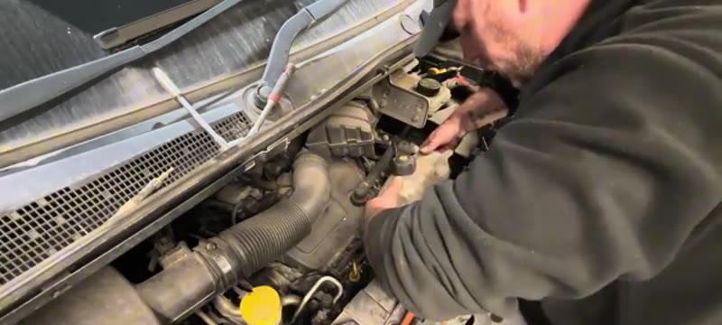 Clipping the coolant bottle back into its holder after the job