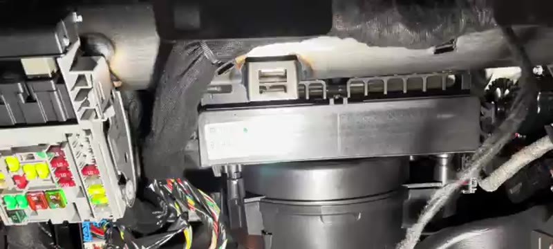 Vauxhall Insignia glove box dropped down revealing the pollen filter housing behind the dashboard